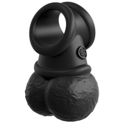 KING COCK - ELITE DELUXE REGULOWANA UPRZAZ PIERSCIEN Z JADRAMI I DILDO 20,3 CM