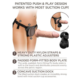 KING COCK - ELITE DELUXE REGULOWANA UPRZAZ PIERSCIEN Z JADRAMI I DILDO 20,3 CM