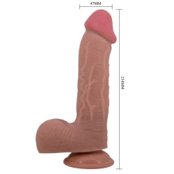 PRETTY LOVE - SERIA SLIDING SKIN REALISTYCZNY DILDO Z PRZYSOBA PRZESUWNA SKÓRA BRAZOWY 23,4 CM