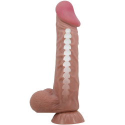 PRETTY LOVE - SERIA SLIDING SKIN REALISTYCZNY DILDO Z PRZYSOBA PRZESUWNA SKÓRA BRAZOWY 24 CM