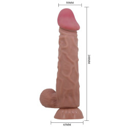 PRETTY LOVE - SERIA SLIDING SKIN REALISTYCZNY DILDO Z PRZYSOBA PRZESUWNA SKÓRA BRAZOWY 24 CM