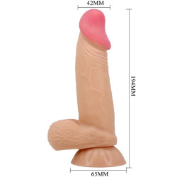 PRETTY LOVE - SERIA SLIDING SKIN REALISTYCZNY DILDO Z PRZYSsawkA 19,4 CM