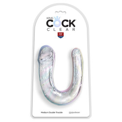 KING COCK - DOUBLE TROUBLE PODWÓJNY DILDO 33 CM PRZEZROCZYSTY