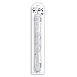 KING COCK - DOUBLE TROUBLE PODWÓJNY DILDO 46 CM PRZEZROCZYSTY