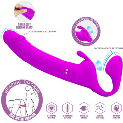 PRETTY LOVE - ZANINI STRAPLESS STRAP-ON 10 WIBRACJI FIOLETOWY