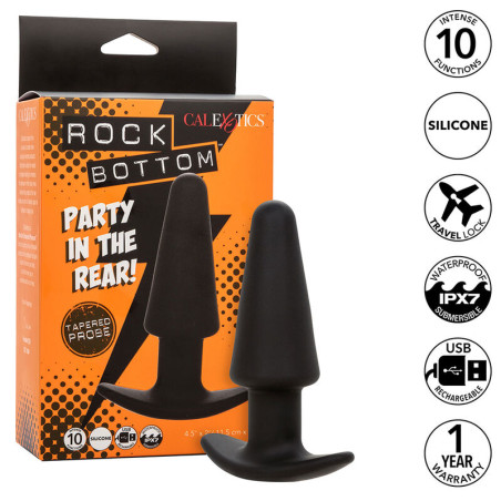 CALEXOTICS - ROCK BOTTOM STOZKOWY ZATYCZKA ANALNA 10 VIBRACIONES SILIKON CZARNY