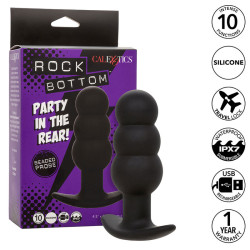 CALEXOTICS - ROCK BOTTOM KORALIKOWY ZATYCZKA ANALNA 10 WIBRACJI SILIKON CZARNY