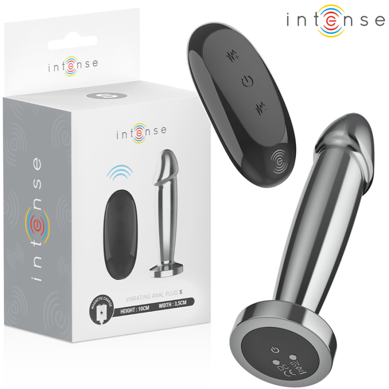 INTENSE - ANALNY ZATYCZKA 10 WIBRACJI METALOWY DILDO Z PILOTEM S