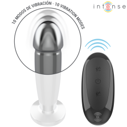 INTENSE - ANALNY PLUG 10 WIBRACJI METALOWY DILDO Z PILOTEM M