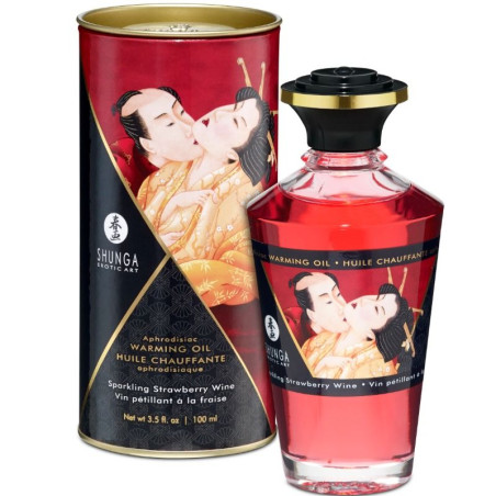 SHUNGA - OLEJEK DO MASAZU Z EFEKTEM CIEPLA TRUSKAWKI I CAVA 100 ML