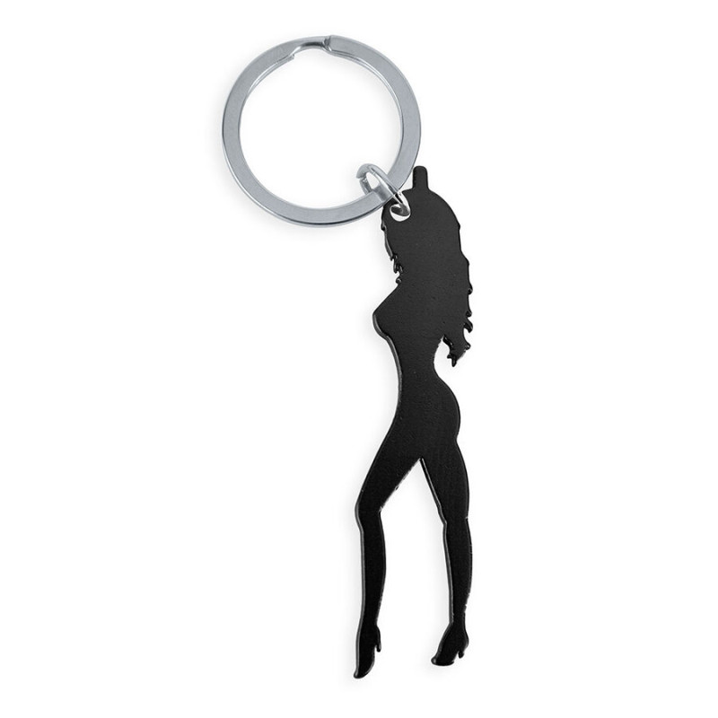 DIABLO PICANTE - PORTACHIAVI CON SILHOUETTE FEMMINILE DI COLORE NERO CON APRIBIRRA DIABLO PICANTE - PORTACHIAVI CON SILHOUETTE FEMMINILE DI COLORE NERO CON APRIBIRRA