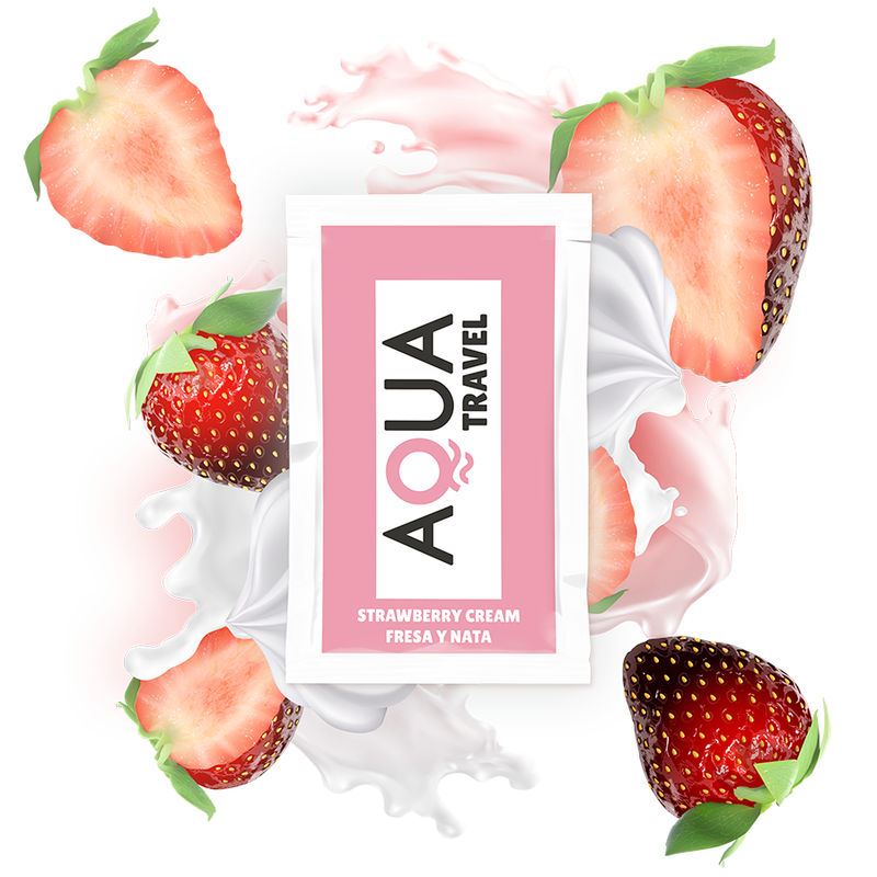 AQUA TRAVEL - LUBRYKANT NA BAZIE WODY O SMAKU KREMOWYM TRUSKAWKOWYM 6 ML