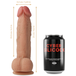 CYBER SILICOCK - PLYNNY SILIKON SAUL Z PASKIEM Z 3 PIERSCIENIAMI GRATIS 15.5 CM -O- 4.2 CM