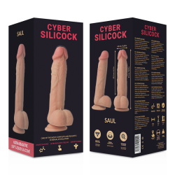 CYBER SILICOCK - PLYNNY SILIKON SAUL Z PASKIEM Z 3 PIERSCIENIAMI GRATIS 15.5 CM -O- 4.2 CM