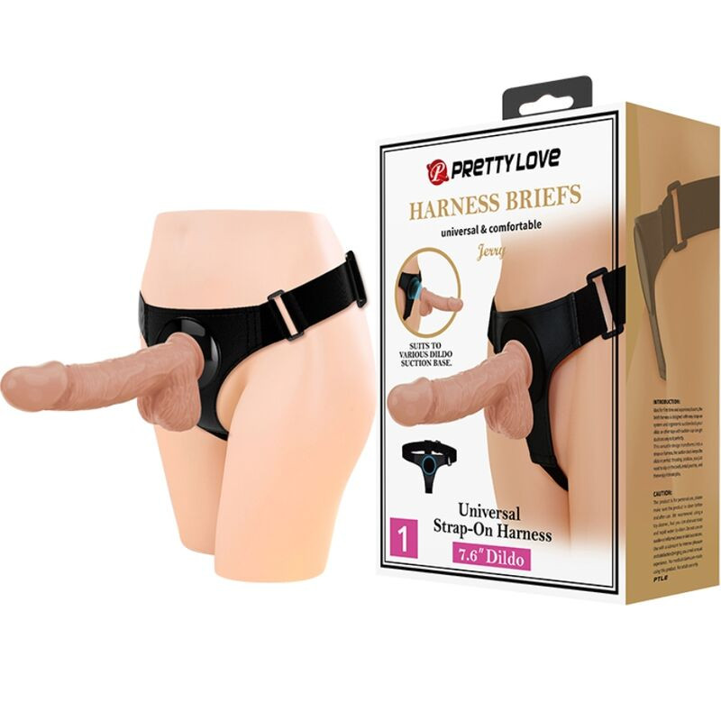 PRETTY LOVE - SZELKI MAJTY UNIWERSALNE SZELKI Z DILDO JERRY 21,8 CM NATURALNY