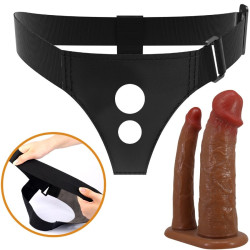 PRETTY LOVE - KEAVEN HARNESS BRIEFS UNIWERSALNE I WYGODNE PODWÓJNE DILDO