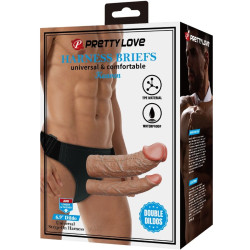 PRETTY LOVE - KEAVEN HARNESS BRIEFS UNIWERSALNE I WYGODNE PODWÓJNE DILDO