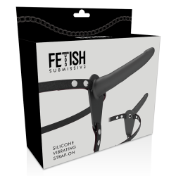 FETISH SUBMISSIVE HARNESS - CZARNY WIBRATOR SILIKONOWY 15 CM