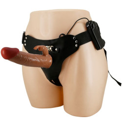 PRETTY LOVE - MARION HARNESS UNIWERSALNE MAJTKI Z WIBRACYJNYM DILDO 19 CM BRAZOWE