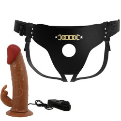 PRETTY LOVE - MARION HARNESS UNIWERSALNE MAJTKI Z WIBRACYJNYM DILDO 19 CM BRAZOWE