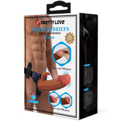 PRETTY LOVE - MARION HARNESS UNIWERSALNE MAJTKI Z WIBRACYJNYM DILDO 19 CM BRAZOWE