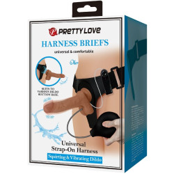PRETTY LOVE - UNIWERSALNE SZELKI Z WIBRACYJNYM I STRZASKUJĄCYM DILDO 15,5 CM MULATO