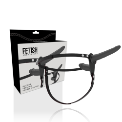 FETISH SUBMISSIVE HARNESS - PODWÓJNA PENETRACJA CZARNY WIBRATOR