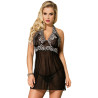 SUBBLIME - BABYDOLL BIALE KWIATOWE KORONKI CZARNE S/M