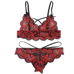 SUBBLIME - SET DWUCZESCIOWY KORONKOWY TOP I MAJTKI S/M
