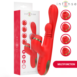 INTENSE - KATY WIELOFUNKCYJNY STYMULATOR ŁECHTACZKI 4 WYMIENNE GŁOWICE CZERWONY