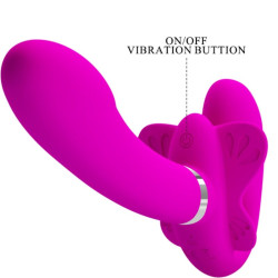 PRETTY LOVE - VALERIE PODWÓJNY WIBRATOR STRAP-ON 12 WIBRACJI FIOLETOWY