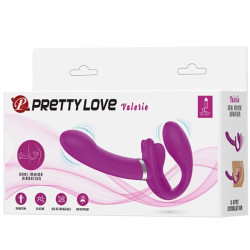 PRETTY LOVE - VALERIE PODWÓJNY WIBRATOR STRAP-ON 12 WIBRACJI FIOLETOWY