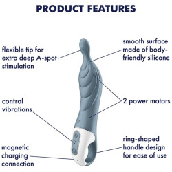 SATISFYER - AMAZING 2 ASPOT WIBRATOR SZARY