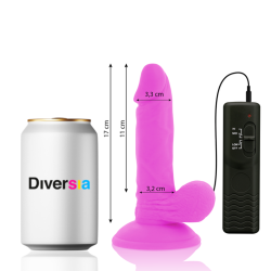 DIVERSIA - ELASTYCZNY DILDO WIBRUJACY FIOLETOWY 17 CM -O- 3.3 CM