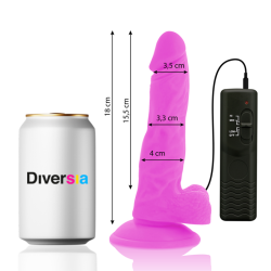 DIVERSIA - ELASTYCZNY DILDO WIBRUJACY FIOLETOWY 18 CM -O- 4 CM