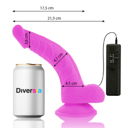 DIVERSIA - ELASTYCZNY DILDO WIBRUJACY FIOLETOWY 21.5 CM -O- 4.5 CM