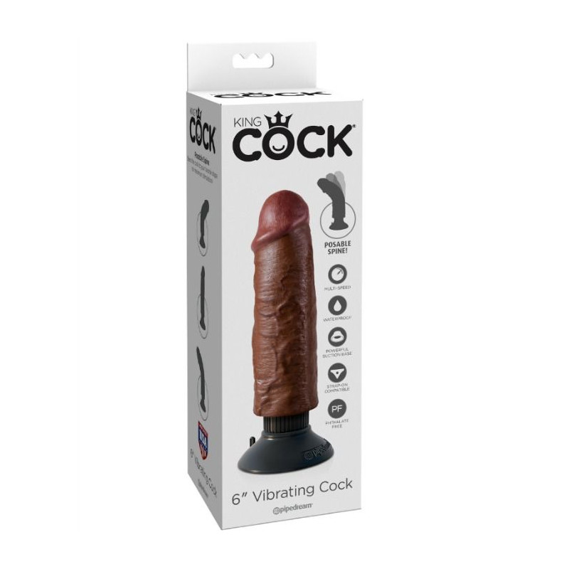 KING COCK - VIBRATING COCK BROWN 15.24 CM