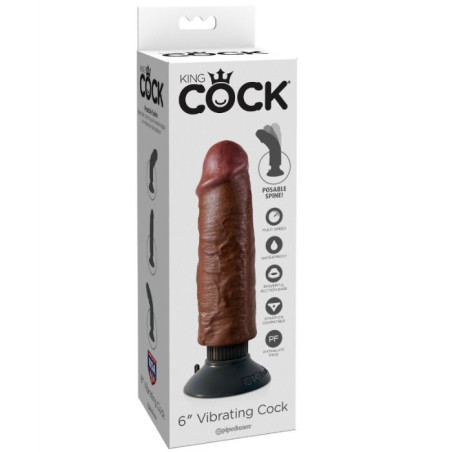 KING COCK - WIBRACYJNY KUTAS BRĄZOWY 15,24 CM