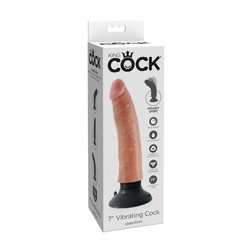 KING COCK - 17.78 CM VIBRATING COCK FLESH
