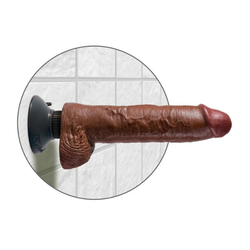 KING COCK - 25.5 CM VIBRATING COCK WITH BALLS BROWN