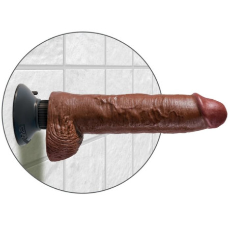 KING COCK - 25,5 CM WIBRUJACY KOGUT Z KULKAMI BRAZOWY