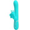 PRETTY LOVE - WIELOFUNKCYJNY WIBRATOR DLA KRÓLIKA 4 W 1 MOTYL AQUA GREEN