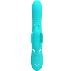 PRETTY LOVE - WIELOFUNKCYJNY WIBRATOR DLA KRÓLIKA 4 W 1 MOTYL AQUA GREEN