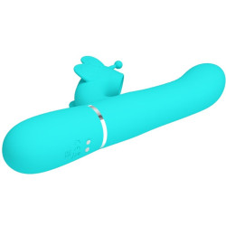 PRETTY LOVE - WIELOFUNKCYJNY WIBRATOR DLA KRÓLIKA 4 W 1 MOTYL AQUA GREEN