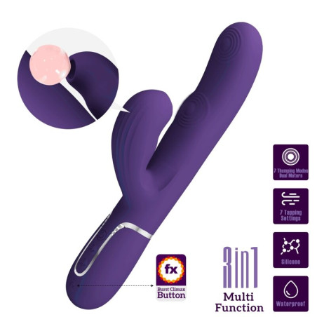 PRETTY LOVE - PERLITA WIBRATOR G-SPOT 3 W 1 WIELOFUNKCYJNY FIOLETOWY