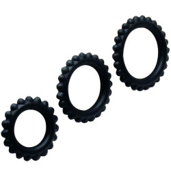 BAILE - TITAN ZESTAW 3 SZT. PIERSCIENI NA KOGUT CZARNY 2,8 + 2,4 + 1,9 CM
