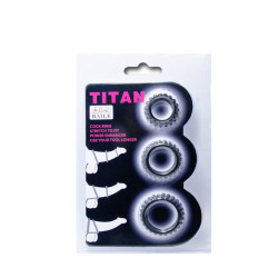 BAILE - TITAN ZESTAW 3 SZT. PIERSCIENI NA KOGUT CZARNY 2,8 + 2,4 + 1,9 CM