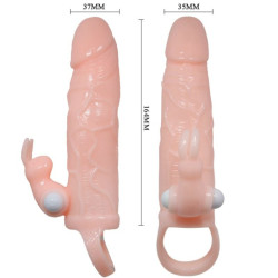 BAILE - BRAVE MAN OSLONA NA PENIS Z KROLIKIEM I PODWOJNYM SILNIKIEM 16,5 CM