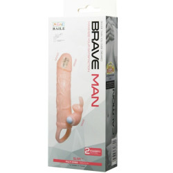 BAILE - BRAVE MAN OSLONA NA PENIS Z KROLIKIEM I PODWOJNYM SILNIKIEM 16,5 CM