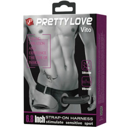 PRETTY LOVE - PASEK VITO Z WYSOKIM DILDO I WIBRACJA 17,3 CM